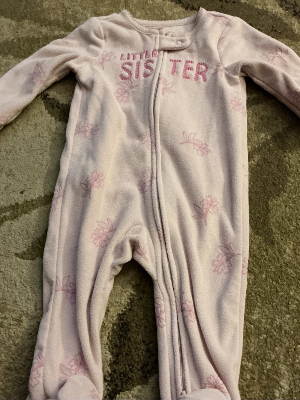 Carter's Light Pink Floral Fleece Footed Pajamas